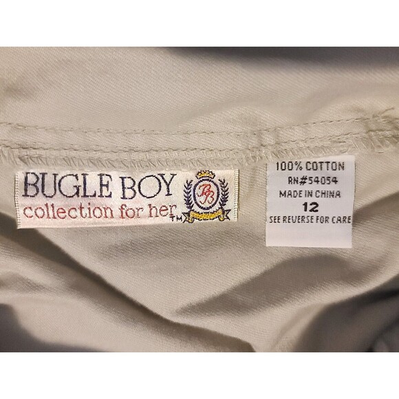 Vintage Khaki Button Front Skirt By Bugle Boy Size 12 - Picture 4 of 7